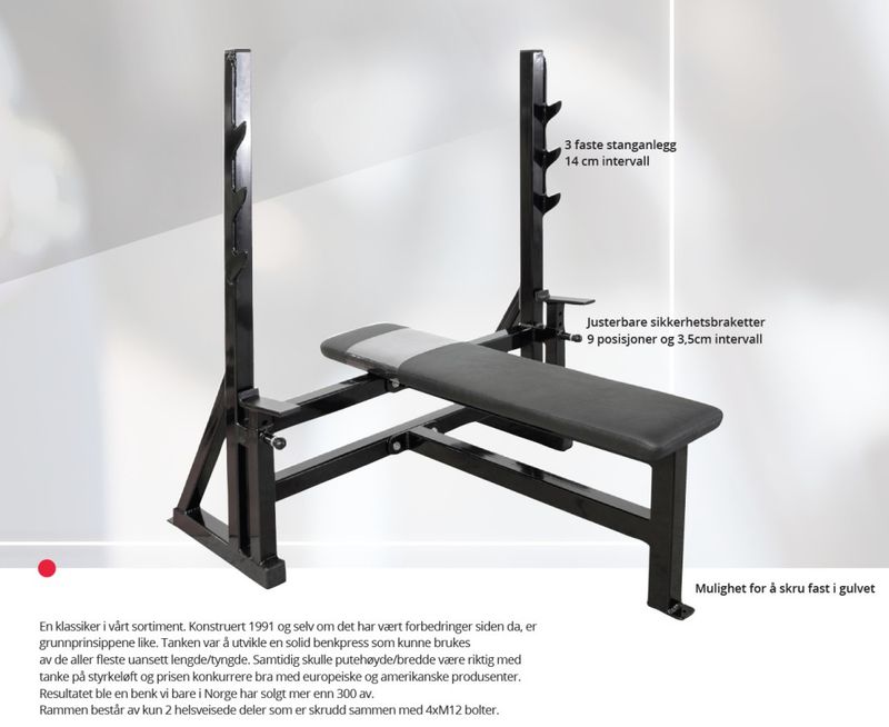 GYM2000 Benkpress m/sikring
